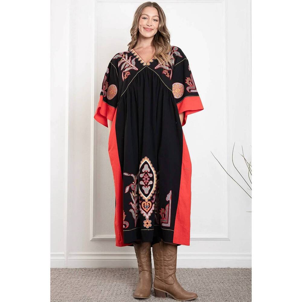 NEW BLUE VELVET just vibin' embroidered dress in black